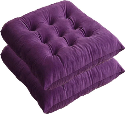 aeTHEric Microfibre Solid Chair Pad Pack of 2(Purple)