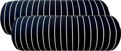 Swikon star Microfibre Bolster Pack of 2 Stripes(Black)