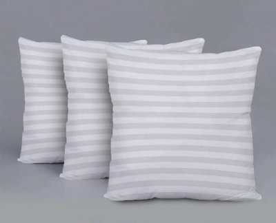 Anil Enterprises Cotton Satin Striped Pillow Cushion Fillers Inserts For Bed, Sofa Microfibre Solid Cushion Pack of 3(White)