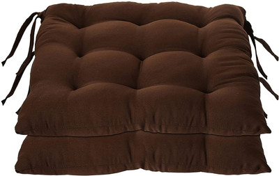 Barbican Microfibre Solid Chair Pad Pack of 2(Brown)
