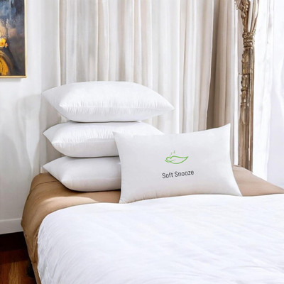 SOFT SNOOZE SOFT LUXURY Microfibre Solid Sleeping Pillow Pack of 4(White)