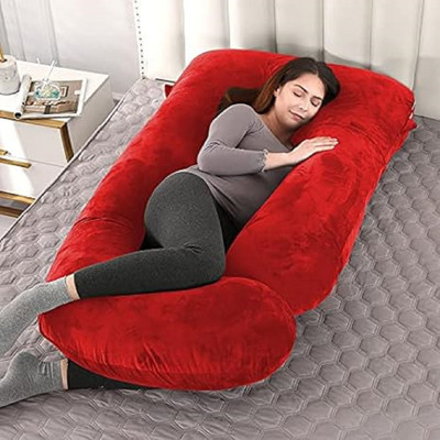 JoJo J SHAPE Microfibre Solid Body Pillow Pack of 1(Red)