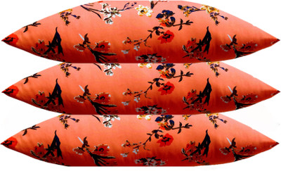 ACTOS Microfibre Floral Sleeping Pillow Pack of 3(Orange)