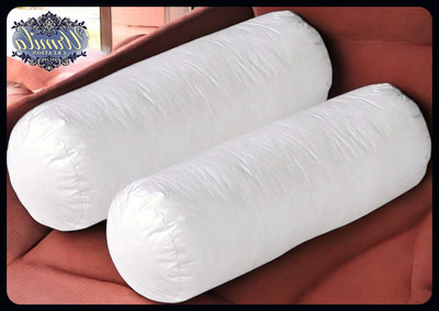 JAI SHRI Round Microfibre Solid Bolster Pack of 2(White)
