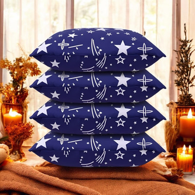 Cozy Palace Microfibre Solid Sleeping Pillow Pack of 4(Blue)