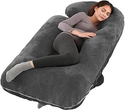 Victostar j shape pregnancy pillow Polyester Fibre Solid Pregnancy Pillow Pack of 1(gray)