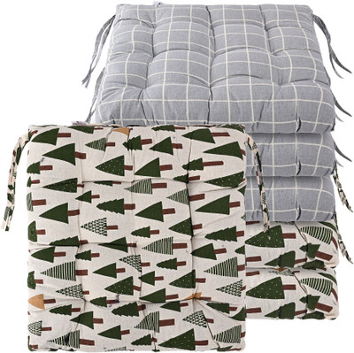 KUBER INDUSTRIES Microfibre Abstract Chair Pad Pack of 6(Grey, Green)