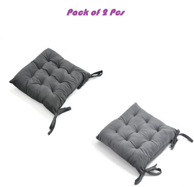 ZUCLLIN Polyester Fibre Chair Pad Pack of 2 Solid(Black, Grey)