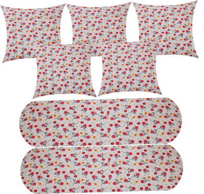 ACTOS Microfibre Floral Bolster Pack of 7(Multicolor)