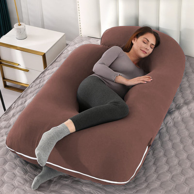 Linenovation Microfibre Solid Pregnancy Pillow Pack of 1(Brown)