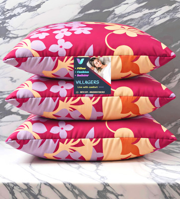 Gaulpastore FLOWER Microfibre Abstract Sleeping Pillow Pack of 3(Pink)
