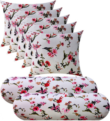 GKM Microfibre Bolster Pack of 7 Floral(White)