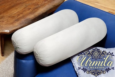 Urmila Creation Round Microfibre Solid Bolster Pack of 2(White)