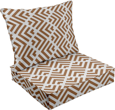 Vargottam Foam Geometric Chair Pad Pack of 2(Tawny Brown)