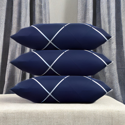 EIRINI LUXURY Microfibre Solid Sleeping Pillow Pack of 3(Blue)