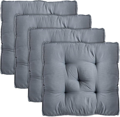 AlertEra Chairpad Microfibre Solid Chair Pad Pack of 4(Grey)