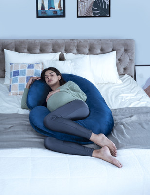 Wakefit C-Shape Microfibre Solid Pregnancy Pillow Pack of 1(Dark Blue)