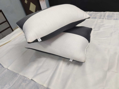 YandAM Y&A'M Geometric Microfibre Solid Sleeping Pillow Pack of 2(Grey, White)