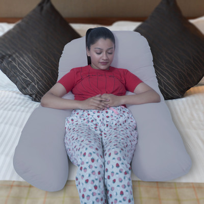 KWALITY DREAMS Microfibre Solid Pregnancy Pillow Pack of 1(Light Grey)