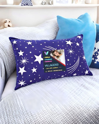 VILLAGERS Premium Polyester Fibre Abstract Sleeping Pillow Pack of 1(Blue)