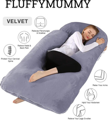 fluffymummy Cotton Solid Pregnancy Pillow Pack of 1(Grey)