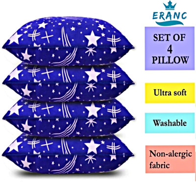 VILLAGERS Polyester Fibre Abstract Sleeping Pillow Pack of 4(Blue)