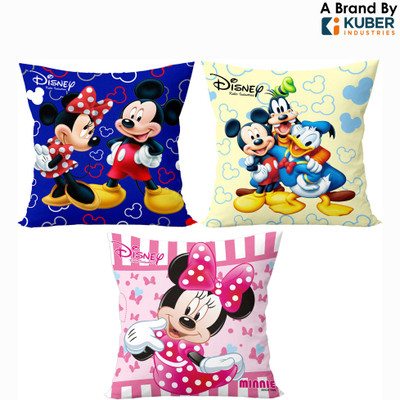 KUBER INDUSTRIES Microfibre Toons & Characters Cushion Pack of 3(Multicolor)