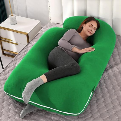 Crafty Fox Microfibre, Polyester Fibre Solid Pregnancy Pillow Pack of 1(Forest Green)