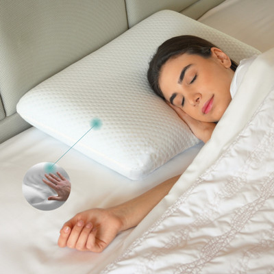 Sleepsia Bed Pillow for Sleeping & Neck Pain Relief Suitable - Memory Foam Solid Orthopaedic Pillow Pack of 1(White)