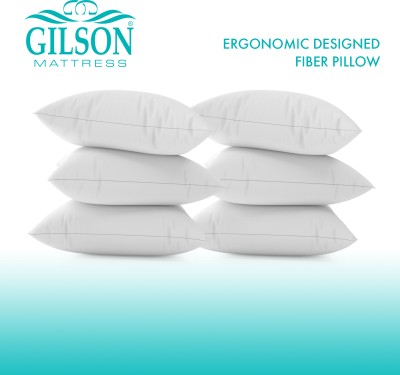 Gilson Ergonomic Designed 16x24 Inch Polyester Fibre Solid Sleeping Pillow Pack of 6(White)