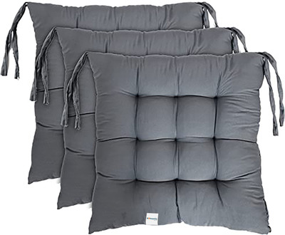 HOMESTIC by Kuber Industries Microfibre Solid Chair Pad Pack of 3(Grey)