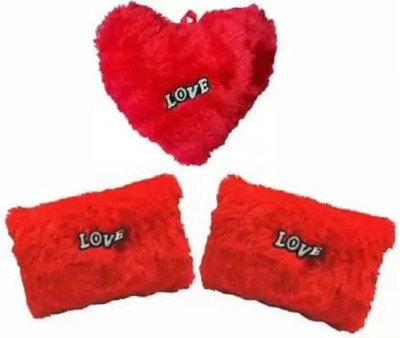 MGT CREATION Cotton Solid Cushion Pack of 2(Red)