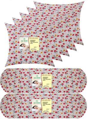 ACTOS Microfibre Bolster Pack of 7 Floral(Multicolor)