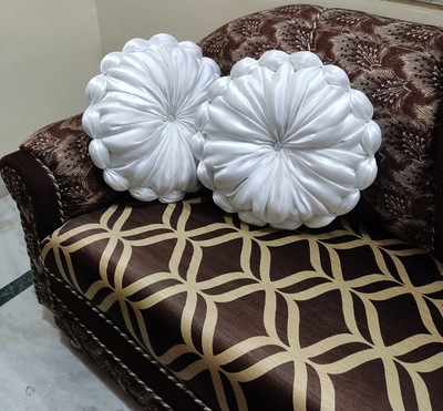 RACCOON Classic Look Microfibre Solid Cushion Pack of 2(White)