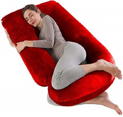 Victostar j shape pregnancy pillow Polyester Fibre Solid Pregnancy Pillow Pack of 1(Maroon)