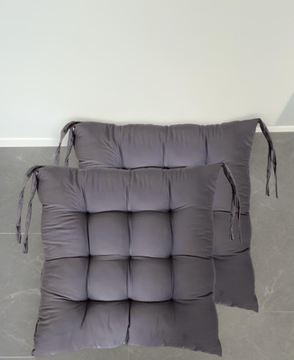 SOFT SNOOZE Microfibre Chair Pad Pack of 2 Solid Soft Luxury(Grey)