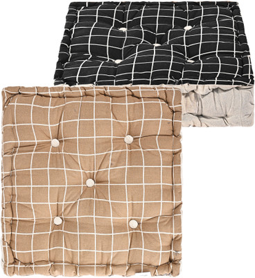 KUBER INDUSTRIES Microfibre Abstract Chair Pad Pack of 2(Black, Brown)