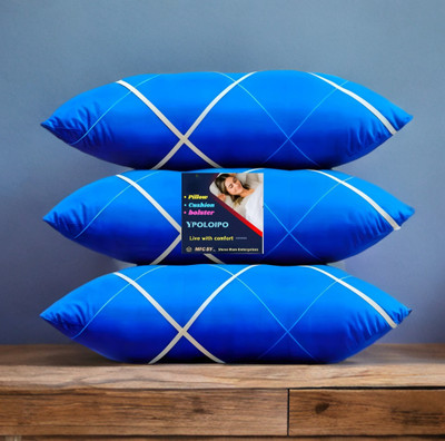 YPOLOIPO Polyester Fibre Abstract Sleeping Pillow Pack of 3(Blue)