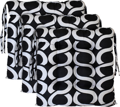 KUBER INDUSTRIES Microfibre Geometric Chair Pad Pack of 3(Black)