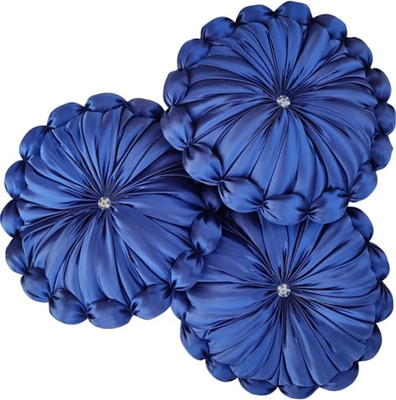 GTX Premium cushion set Microfibre Solid Floor Cushion Pack of 3(Blue)