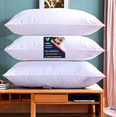VILLAGERS LUXURY Polyester Fibre Abstract Sleeping Pillow Pack of 3(White)