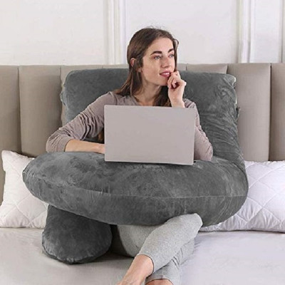 Victostar j shape pregnancy pillow Polyester Fibre Solid Pregnancy Pillow Pack of 1(gray)