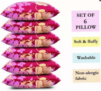 Polyester Fibre Solid Sleeping Pillow Pack of 6(Multicolor)