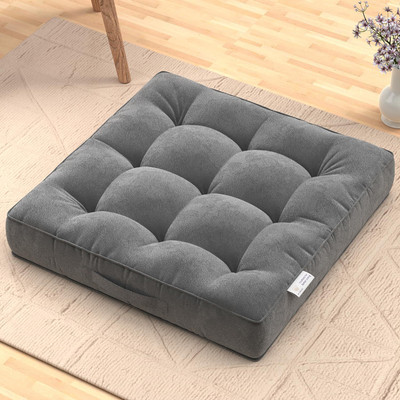 MY ARMOR Microfibre Solid Floor Cushion Pack of 1(Grey)