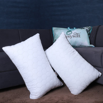 Eesysoft Comfortable Standard Microfibre Solid Sleeping Pillow Pack of 2(White)