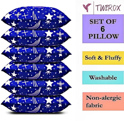 TWIROX LUXURY Microfibre Abstract, Floral Sleeping Pillow Pack of 6(Blue)