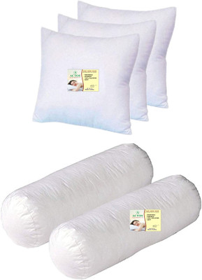 ACTOS Combo Set Of 3 Cushion And 2 Microfibre Solid Bolster Pack of 5(White2)