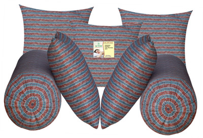 ACTOS Microfibre Bolster Pack of 7 Floral 5 Cushion And 2(Pink43)