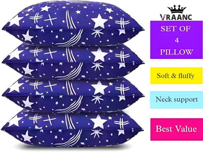 vraanc Luxury Polyester Fibre Abstract Sleeping Pillow Pack of 4(Blue)