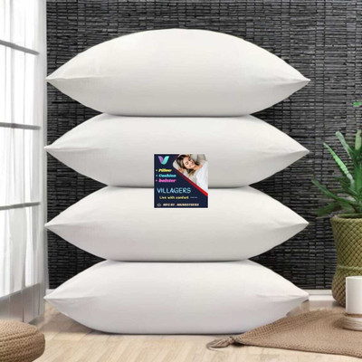 VILLAGERS Cotton Sleeping Pillow Pack of 4 Solid Comfort(White)